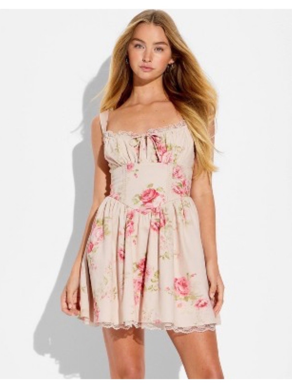 NWT wild Fable Floral Print Sundress with Lace Trim, Size M